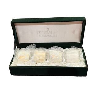 Vtg Towle Silversmiths Silver Plated Napkin Rings New In Felt Box Set Of 4